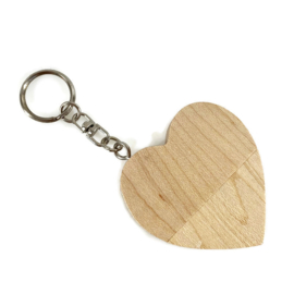 Houten USB stick hart (kleur licht)