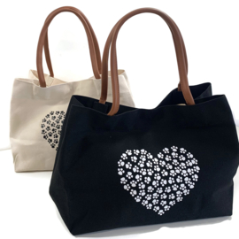 Canvas Schoudertas DIERZORG - shopper Zwart HART