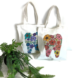 Dental tas textiel - Kies bloemen - Rood