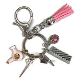 Tassenhanger sleutelhanger Musketon - haarstylist bedeltjes - Roze