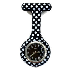 Siliconen Verpleegkundige horloge - Dots / stippen - Zwart