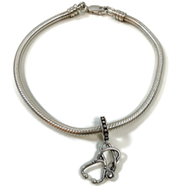 Slangen armband (925 zilver) met bedel - zorg - stethoscoop