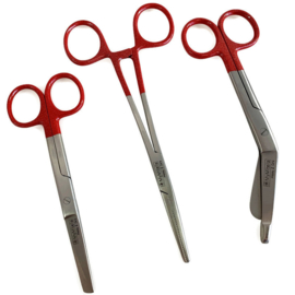 Scharenset glitter handvatten - Rood (kocher - verpleegkundige schaar & verbandschaar)