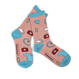 Happy2Wear Zorgsokken Scrubs Aqua/ Pink