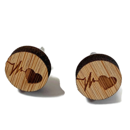 Oorbellen Hout heart & heartbeat