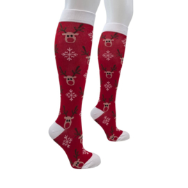 Kerst Compressie kousen - Rendier Rood
