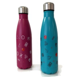 Dubbelwandige fles - onderwijs symbolen - Aqua
