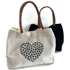 Canvas Schoudertas DIERZORG - shopper Naturel HART
