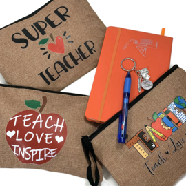 Etui - JUTE  voor pennen of cosmetica - TEACHER APPLE
