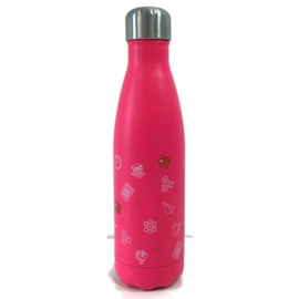 Dubbelwandige fles - onderwijs symbolen - Pink