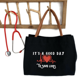 Canvas Verpleegkundige tas - Save Lives - Zwart