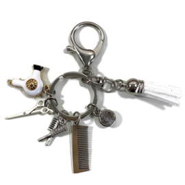 Tassenhanger sleutelhanger Musketon - haarstylist bedeltjes - Wit