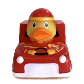 Badeendje in Brandweer auto