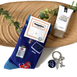 Cadeauset zorgheld op sokken - Blauw