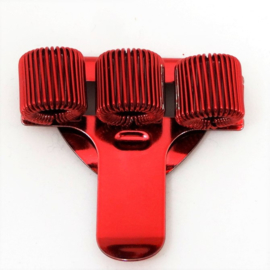 Pennenhouder clip (3 pennen) metallic rood