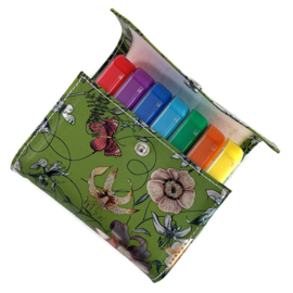 Pillenetui  Textiel Bloemen & Vlinders - Groen voor 7 dagen