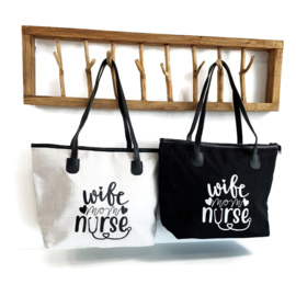 Schoudertas Verpleegkunde - Wife Mom Nurse Zwart