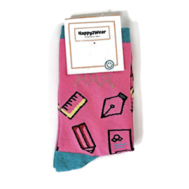 Happy2Wear onderwijs sokken - Pink & Aqua
