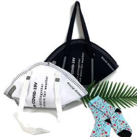 Schoudertas Mondkap - shopper Zwart of Wit
