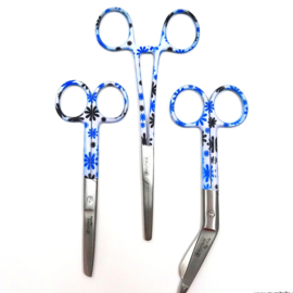 Scharen-set Blue Flower (Kocher - verpleegkundige schaar & verbandschaar)
