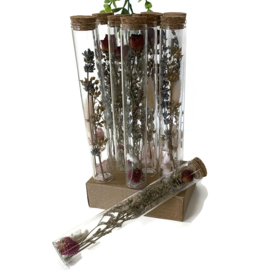 Glazen buisje met droogbloemen - Brievenbus bloemengroet