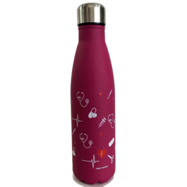 Dubbelwandige fles - ZORG symbolen -Roze