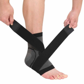 Elastische enkelbandage sportbrace grijs/zwart