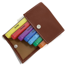 Pillenetui faux leather bruin - 7 pillendoosjes voor 7 dagen
