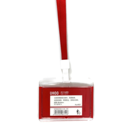 Acryl Pashouder / badgeholder + Lanyard - Rood