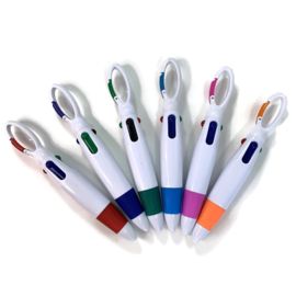 4 Kleuren pen met musketon haak WIT