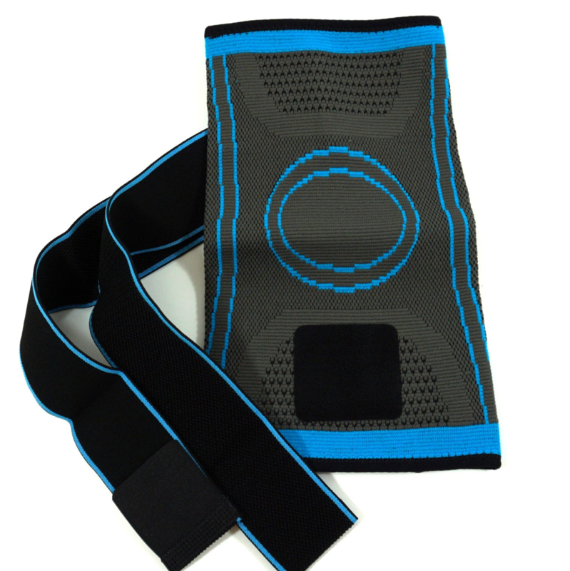 Elastische kniebandage sportbrace blauw/grijs