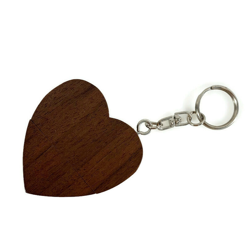 Houten USB stick hart (kleur donker)