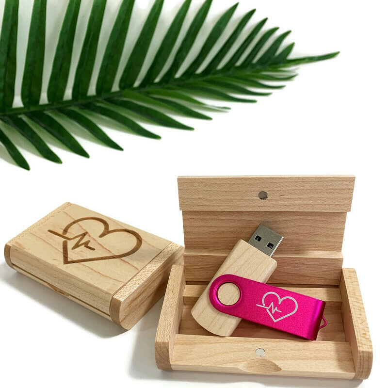 USB stick Hout & color Zorghart - in luxe box - Pink