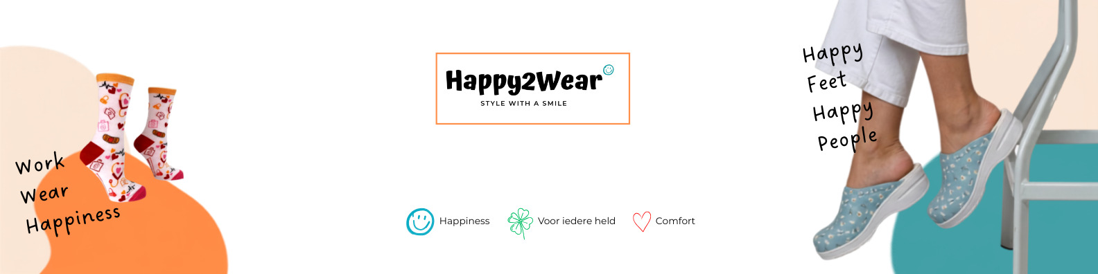 Happy2Wear Style with a smile - hét merk voor zorgklompen en verpleegkundige sokken