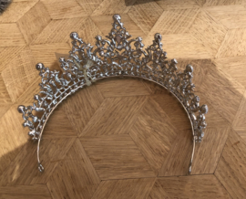 Grote diadeem zilverkleur (kroon) Maat L