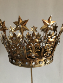 Kroon Theelichthouder op voet Goud, metaal 22(b) x 49(h)cm