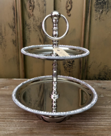 Bling Bling etagere met echte strass steentjes 20 (b) x  25(h) cm