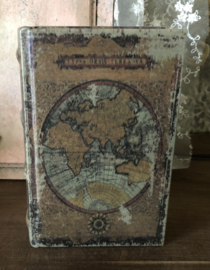 Boekendoos Wereldkaart Klein 10,5(b) x 4(d) x 15(h)cm