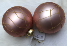 Kerstbal Roze Goudkleur Glas 10 cm