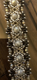 Luxe Armband Grijs / Zilver / Bruin Handgemaakt