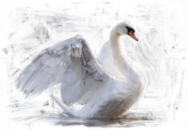 White Swan - Mint by Michelle decoupage papier REVERSED-A3