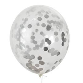 10 x Confetti ballon zilver