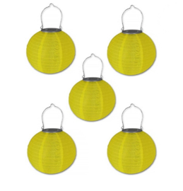 5 x Lampion Solaire rond jaune  35 cm