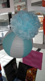 Lampion blue clair / blanc 35 cm