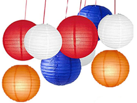 Lampions Paquet combiné  HOLLANDE - rouge - blanc - bleu - orange - 40 pcs