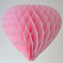 Licht roze Honeycomb hart 35 cm