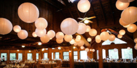 Lampion ignifugée blanc crème de 25 cm, rétardateur de flamme