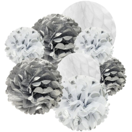 Pompon argent 35 cm