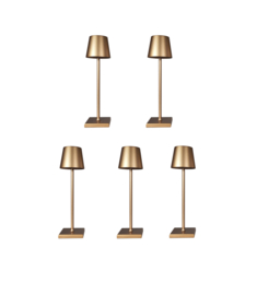 5 x Jeslu LED-Tischleuchte Gold 38 cm Aluminium - kabellos - USB aufladbar