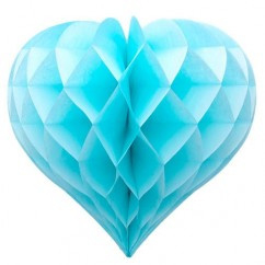 Licht blauwe Honeycomb hart 35 cm